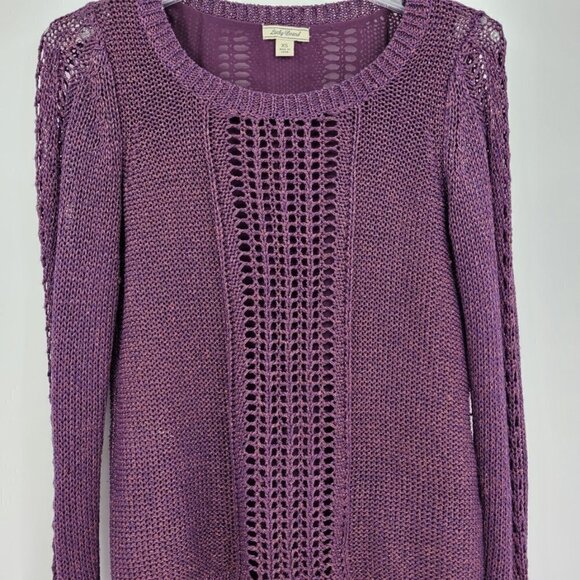 Lucky Brand Sparkle Purple Metallic Mix Chiffon Long Sleeve Sweater - Picture 10 of 16